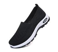 Zapatillas de Mujer Zapatillas ortopédicas para Mujer, cómodas y Transpirables, sin Cordones, con Parte Superior de Malla, Ligeras, Antideslizantes y Suela Plana para Verano 2025 (Black, 38)