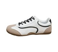 Zapatillas De Mujer Zapatos Casuales de Mujer con Punta Redonda y diseño Retro Bloques Color, Zapatillas Planas Casuales Voleibol Transpirables Zapatillas Deportivas Mujer (Beige, 41)