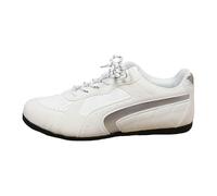 Zapatillas De Mujer Zapatos Casuales de Mujer con Punta Redonda y diseño Retro Bloques Color, Zapatillas Planas Casuales Voleibol Transpirables Zapatillas Deportivas Mujer (White, 37)