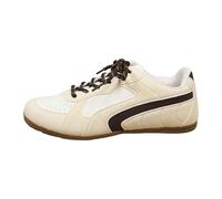 Zapatillas De Mujer Zapatos Casuales de Mujer con Punta Redonda y diseño Retro Bloques Color, Zapatillas Planas Casuales Voleibol Transpirables Zapatillas Deportivas Mujer (Beige, 40)