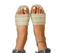 Zapatillas de Mujer, Zapatos de ratán, Pantuflas de Paja for el hogar, Sandalias de Verano for Interiores y Exteriores(Green,40)