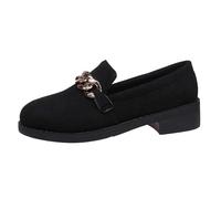 Zapatillas de Mujer Zapatos de Soja con Estribo un pie y Hebilla Metal para Mujer, Primavera y Verano, Estilo Retro Comercio Exterior, Tallas Grandes, Le Fu (Black, 38)