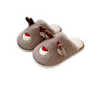 Zapatillas de Navidad genéricas para pareja de moda con diseño de cuerno de alce, zapatillas de Navidad, zapatillas de Navidad, antideslizantes, para actividades de Navidad, marrón, 41 EU