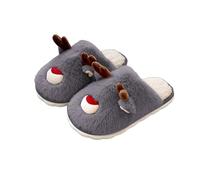 Zapatillas de Navidad para mujer, invierno, cálidas, cerradas, pantuflas forradas, Papá Noel, cozy casa, chanclas divertidas antideslizantes para la casa, gris, 40 EU