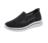 Zapatillas de ocio para mujer, antideslizantes, de malla, de un solo color, ortopédicas, transpirables, ligeras, planas, informales, suelas suaves, Negro , 41 EU