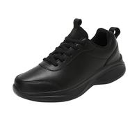 Zapatillas de ocio para mujer, zapatillas deportivas para mujer, ligeras, tallas grandes, informales, para caminar, de piel, con cordones, cómodas, ortopédicas, Negro , 43 EU