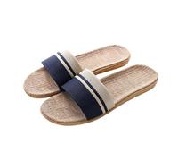 Zapatillas de paja trenzada Pantuflas De Lino Tejidas Con Paja, For Mujer, Cómodas, Suela Ligera, For Las Cuatro Estaciones, For Interiores, Suave, Antideslizantes, For Parejas(Dark blue,40-41)
