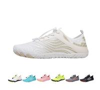 Zapatillas de pie descalzo con caja ancha para mujeres y hombres, zapatos de senderismo sin deslizamientos, deportes acuáticos, senderos, correr, cero gotas, Blanco2, 38 EU