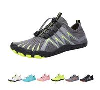 Zapatillas de pie descalzo con caja ancha para mujeres y hombres, zapatos de senderismo sin deslizamientos, deportes acuáticos, senderos, correr, cero gotas, amarillo grisáceo, 39 EU