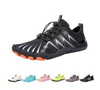 Zapatillas de pie descalzo con caja ancha para mujeres y hombres, zapatos de senderismo sin deslizamientos, deportes acuáticos, senderos, correr, cero gotas, Negro1, 43 EU