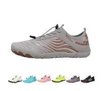 Zapatillas de pie descalzo con caja ancha para mujeres y hombres, zapatos de senderismo sin deslizamientos, deportes acuáticos, senderos, correr, cero gotas, Gray Brown, 36 EU