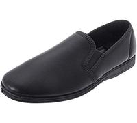 Zapatillas de piel Hadley para hombre, suaves, con suela de goma y doble refuerzo, color Negro, talla 44