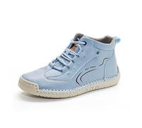 Zapatillas de piel para mujer, cómodas, acolchadas, hechas a mano, para senderismo, conducción, viajes, deportes al aire libre, montaña, Blue, 39 EU