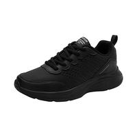Zapatillas de piel para mujer, impermeables, transpirables, informales, para correr y senderismo, trekking, ligeras, Negro, 39 EU