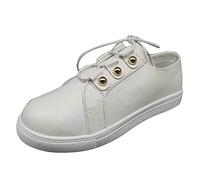 Zapatillas de piel para mujer, suela plana, zapatillas de deporte con soporte para el arco, zapatillas de caminar, suaves, ligeras, con cordones, zapatos de verano, monocolor, informales, para