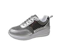 Zapatillas de plataforma para mujer con tacón de cuña, zapatos de plataforma, zapatos informales, transpirables, de gran tamaño, zapatillas de deporte antideslizantes, de piel sintética, zapatillas de
