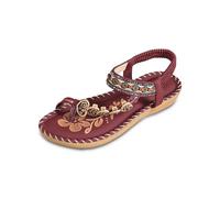 Zapatillas de playa genéricas para mujer, zapatillas planas para vacaciones frente al mar, sandalias, rojo, 37 EU