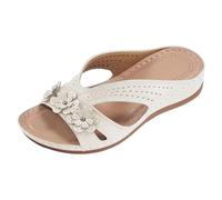 Zapatillas de playa para mujer con tacón hueco, zapatillas informales, zapatos de fondo, sandalias retro, zapatos de bicicleta de carretera, 37, Blanco, 40 EU