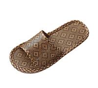 Zapatillas de Primavera y Verano para Mujer, Zapatillas Tejidas de Hierba de ratán para el, Parejas de Interior, Suela Blanda, Zapatillas de Lino silenciosas para el Suelo (Brown, 43) #28