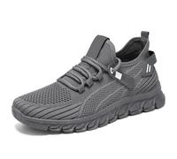 Zapatillas de punto transpirables para hombre, ligeras, negras, para caminar, informales, deportivas, sin cordones, para uso diario, gris oscuro, 38 2/3 EU