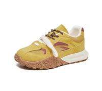 Zapatillas de Running con Plataforma para Mujer clásicas Retro con Doble cordón Que Aumentan la Altura con Suela Gruesa cóFashions de Cuero Transpirables de Fashion Amarillo 37