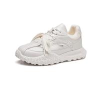 Zapatillas de Running con Plataforma para Mujer clásicas Retro con Doble cordón Que Aumentan la Altura con Suela Gruesa cóFashions de Cuero Transpirables de Fashion Beige 37
