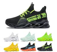 Zapatillas de Running para Hombre Mujer Casual Ligero Transpirables Zapatos para Correr Gimnasio Deportives Transpirables Atlético Zapatos Gimnasio Confort Fitness Sport Sneake G133 Black Green 43