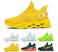 Zapatillas de Running para Hombre Mujer Casual Ligero Transpirables Zapatos para Correr Gimnasio Deportives Transpirables Atlético Zapatos Gimnasio Confort Fitness Sport Sneake G133 Yellow 44