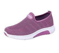 Zapatillas de seguridad para mujer, transpirables, de malla, a la moda, ligeras, cómodas, para correr, para mujer, Purple, 39 EU