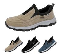 Zapatillas de senderismo para hombre, de gamuza, informales, antideslizantes, para correr, ligeras, de tacón grueso, de trabajo, caña baja, para viajes, camping, escalada, beige, 36 2/3 EU