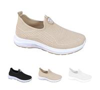 Zapatillas de senderismo para mujer, anchas, ligeras, para el tiempo libre, monocolor, suela suave, ortopédicas, cómodas, transpirables, antideslizantes, con suela, caqui, 40 EU