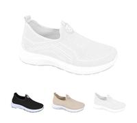 Zapatillas de senderismo para mujer, anchas, ligeras, para el tiempo libre, monocolor, suela suave, ortopédicas, cómodas, transpirables, antideslizantes, con suela, Blanco, 41 EU