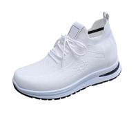 Zapatillas de senderismo para mujer, con cordones, de malla, transpirables, cómodas, antideslizantes, con parte inferior gruesa, para correr, informales, ligeras, ortopédicas, estilo deportivo, White