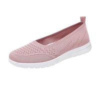 Zapatillas de senderismo para mujer, ligeras, cómodas, con malla, transpirables, informales, cómodas, informales, para correr, verano, exteriores, zapatillas deportivas sin cordones, Rosa., 39 EU