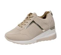 Zapatillas de tacón alto para mujer, de espuma viscoelástica, para caminar, con soporte de arco, atléticas, cómodas, deportivas, planas, con cuña plana, Brown, 38.5 EU