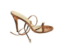 Zapatillas de tacón de aguja para mujer metalizadas con bridas cruzadas y brida de tobillo ajustable con hebilla sandalias de mujer para bodas, cócteles y salidas de fiesta, marrón, 37 EU