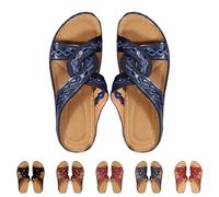 Zapatillas de verano cómodas y ortopédicas para mujer, con plantilla, puntera abierta, zapatos casuales, slippers slippers en mulas de diamantes de imitación zapatos de mujer suaves de piel sintética