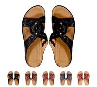 Zapatillas de verano cómodas y ortopédicas para mujer, con plantilla, puntera abierta, zapatos casuales, slippers slippers en mulas de diamantes de imitación zapatos de mujer suaves de piel sintética