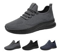 Zapatillas de verano ligeras negras únicas de malla zapatillas de hombre baratas para primavera y zapatillas ligeras Fly Woven malla inferior elástica estilo cómodo e informal, gris, 42 EU