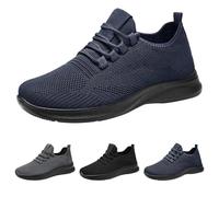 Zapatillas de verano ligeras negras únicas de malla zapatillas de hombre baratas para primavera y zapatillas ligeras Fly Woven malla inferior elástica transpirable estilo cómodo e informal, azul, 43