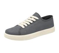 Zapatillas de verano para hombre, ligeras, transpirables, con suela plana, para el tiempo libre, de lona, para correr, para verano, antideslizantes, con cordones, gris, 43 EU
