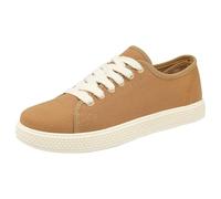 Zapatillas de verano para hombre, ligeras, transpirables, con suela plana, para el tiempo libre, de lona, para correr, para verano, antideslizantes, con cordones, caqui, 40 EU