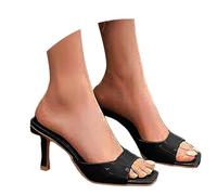 Zapatillas de Verano para Mujer, Informales, de tacón Medio y Punta Abierta, sin Cordones, Ideales para una Cita Nocturna con Vaqueros, Vestidos y Faldas. Deportivas Camarera