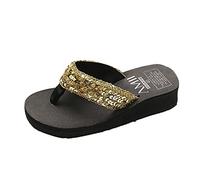 Zapatillas de verano para mujer, ligeras, chanclas para mujer, 39 brillantes, punta redonda, sandalias de playa, sandalias de cuña para exteriores, cómodas chanclas informales, sandalias de plataforma