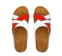 Zapatillas de verano para mujer, ligeras, de verano, elegantes, de dos colores, sandalias de cuña, sandalias ortopédicas, cómodas, suaves, para personas mayores, sandalias de playa lavables, rojo, 41