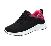 Zapatillas de verano para mujer, ligeras, informales, deportivas, negras, elegantes, planas, cómodas, deportivas, antideslizantes, de malla, transpirables, rojo, 37 EU