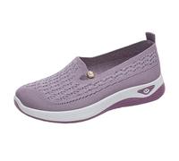Zapatillas de verano para mujer, tejido de malla a rayas, cómodos, ortopédicos, informales, zapatos para mujer, morado, 38 EU