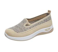 Zapatillas de verano para mujer, tejido de malla a rayas, cómodos, ortopédicos, informales, zapatos para mujer, beige, 40 EU