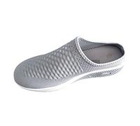 Zapatillas de verano para mujer, transpirables, de gran tamaño, color sólido, suaves, cómodas, deportivas, clásicas, informales, de piel, gris, 37.5 EU