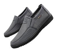 Zapatillas de verano transpirables de malla para hombre, ortopédicas, extraanchas, para diabéticos, ligeras, suela suave, zapatos de verano, antideslizantes, cómodos, informales, gris, 42 EU